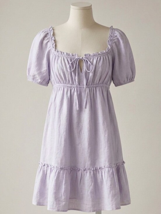 Sunday Best Dresses & Skirts - Sunday Best Lilac Puff-Sleeve Cotton Dress
